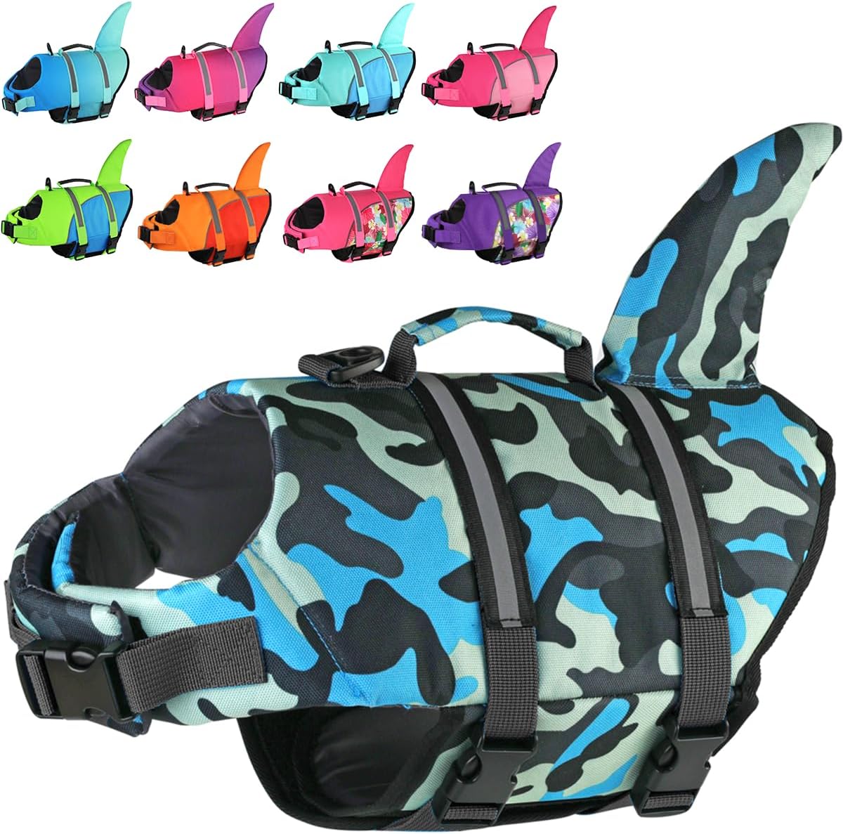 Doglay Dog Shark Life Jacke,Superior Buoyancy Dog Life Vest with Rescue Handle Reflective Stripes & Shark Fin, Ripstop Pet Preserver Swim Vest for Small Medium Large Dogs - Image 13