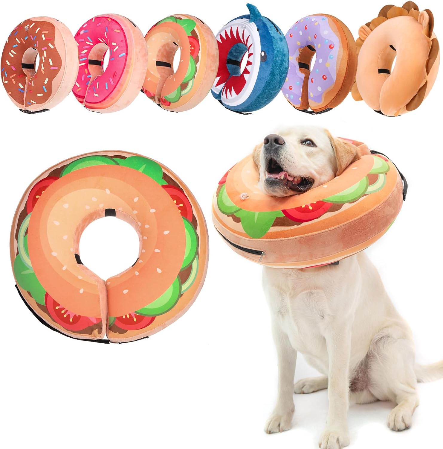 BEAUTYZOO Dog Cone Alternative After Surgery for Large Medium Small Dogs, Soft Inflatable Cone Collar for Dogs Cats, Pet Neck Donut E Collar Dog Recovery Collars to Stop Licking, Shark Blue, L - Image 10