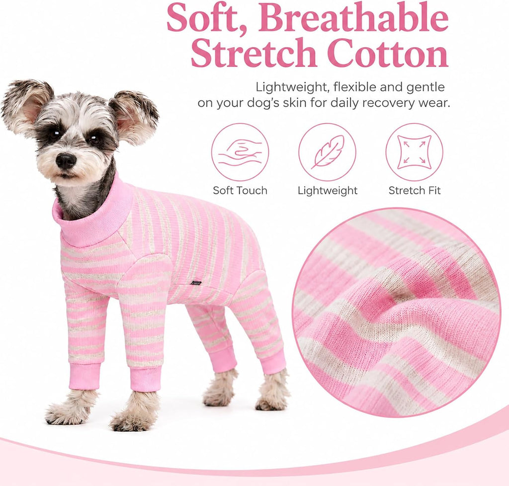 AITOLI long sleeve dog onesie highlighting the secure back snap buttons