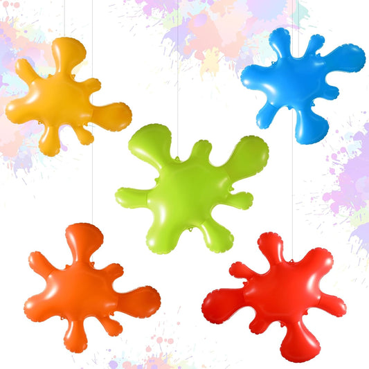 Leinuosen Giant Inflatable Paint Splatter front view showing five vibrant splash balloons for art party themes.