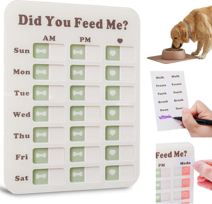 Gaiaflux Puppy Feeding Schedule Chart front view displaying morning and evening sliding indicators.