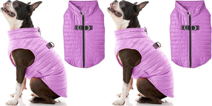 Gooby Puffer Vest - Grape, Small - Ultra Thin Zip Up Windbreaker with Dual D Ring Leash - Water Resistant Dog Sweater Coat for Small Dogs - Image 10