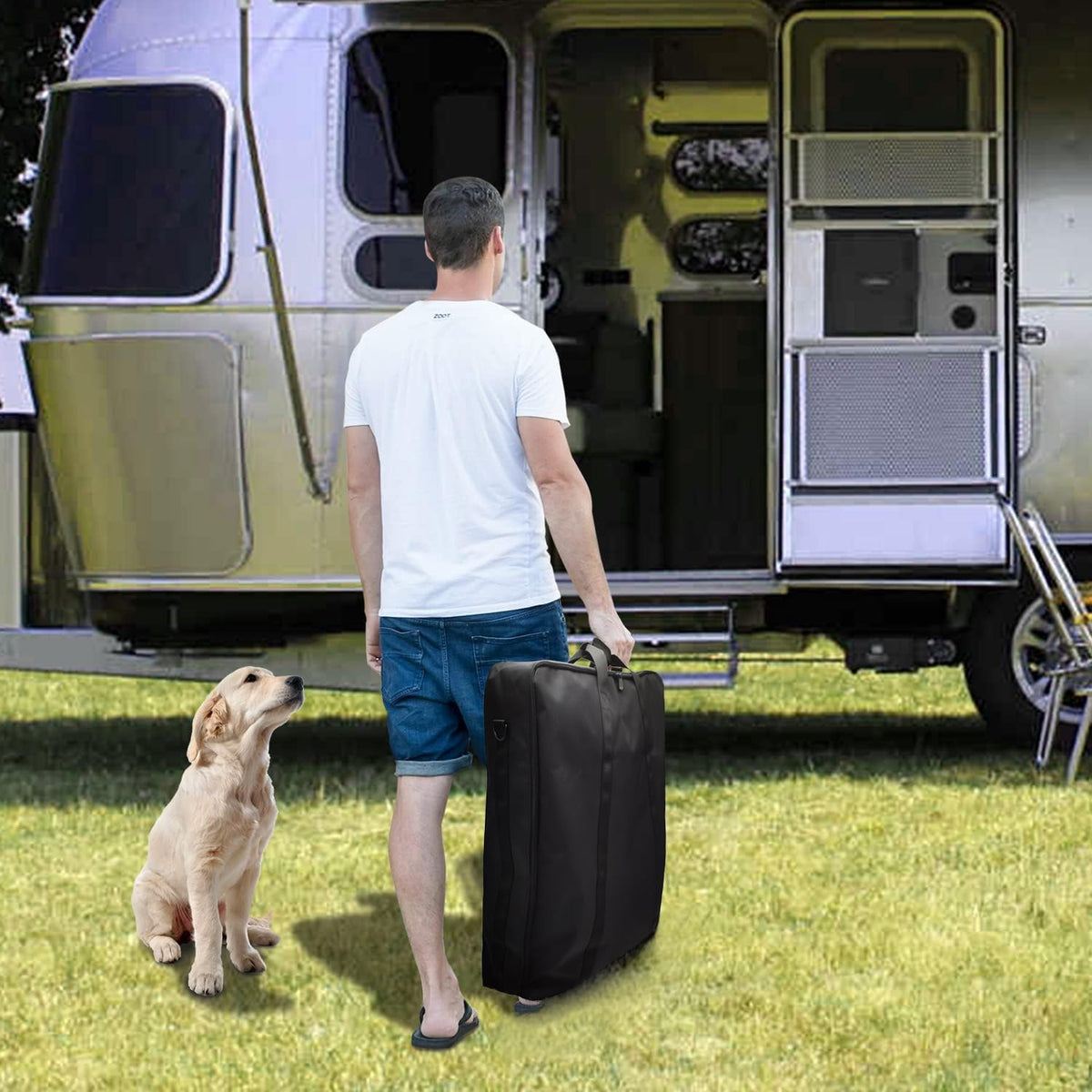 YUFYIG 24 inch dog fence carrying case dual zipper suitcase opening style