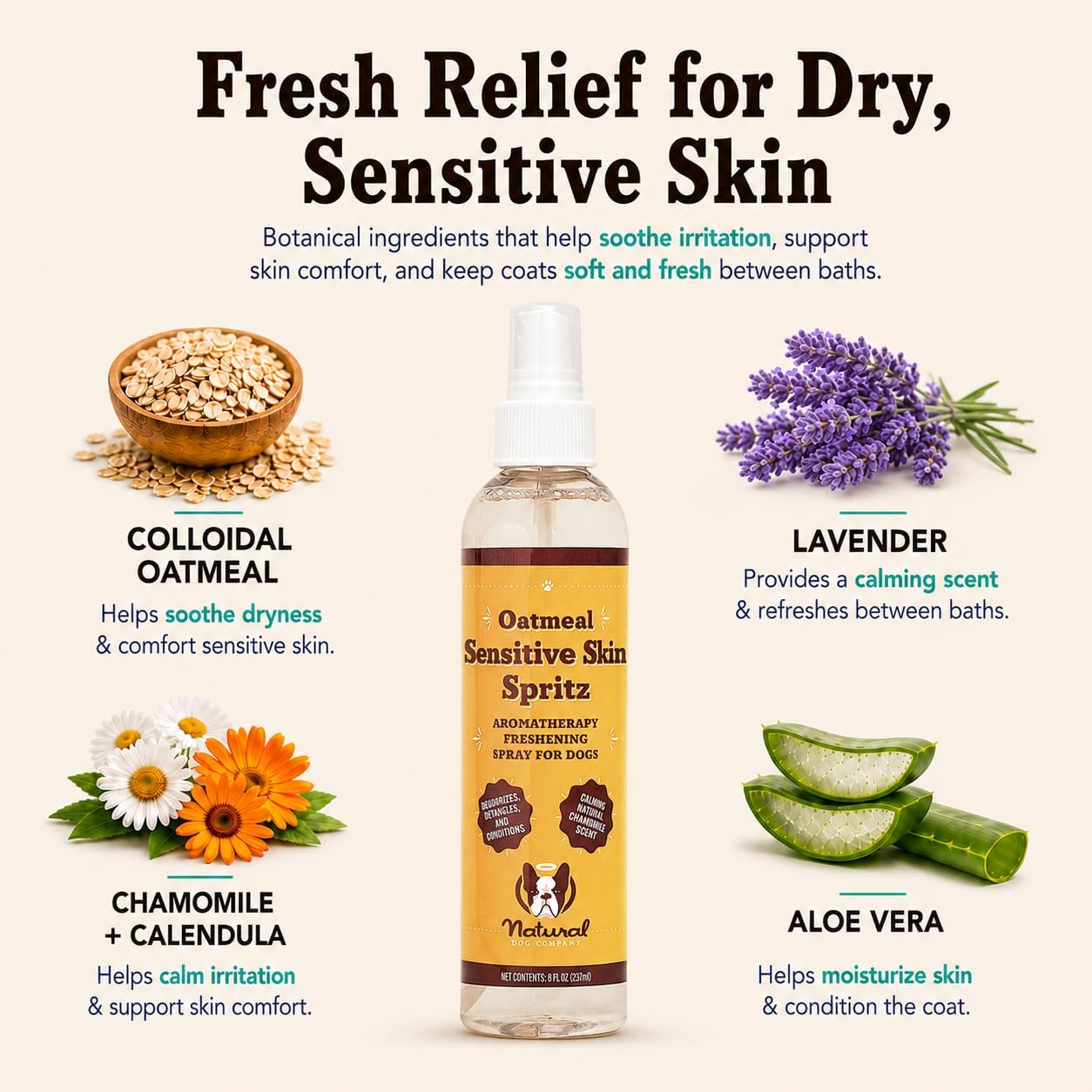 Natural Dog Company oatmeal and aloe dog spray
