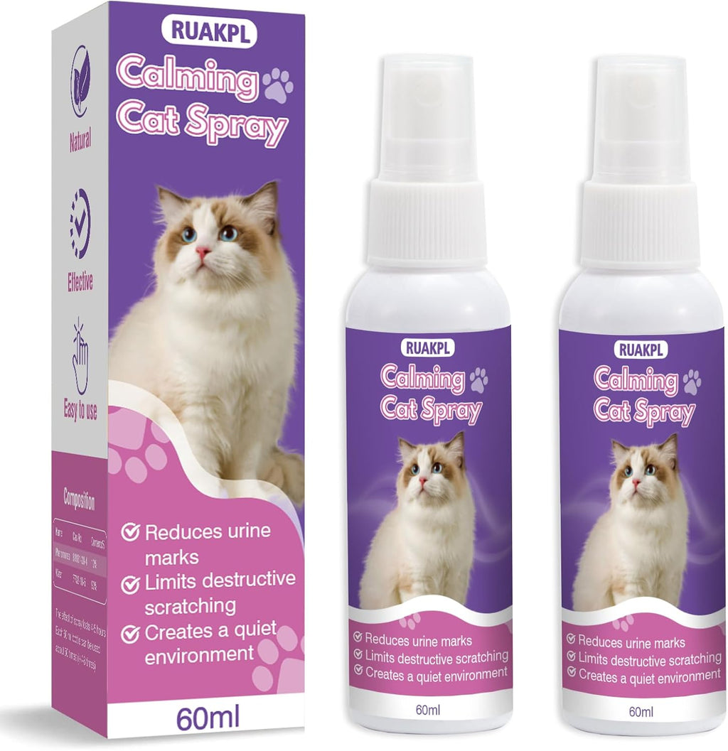 RUAKPL Cat Calming Spray 60 ml two pack front view for feline anxiety relief