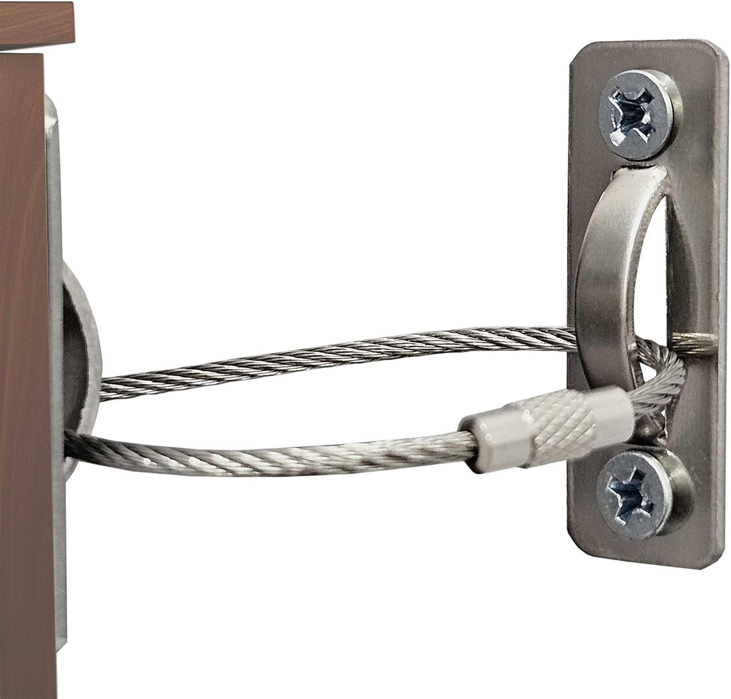 Omypuehen anti tip furniture anchors front view showing stainless steel childproofing straps
