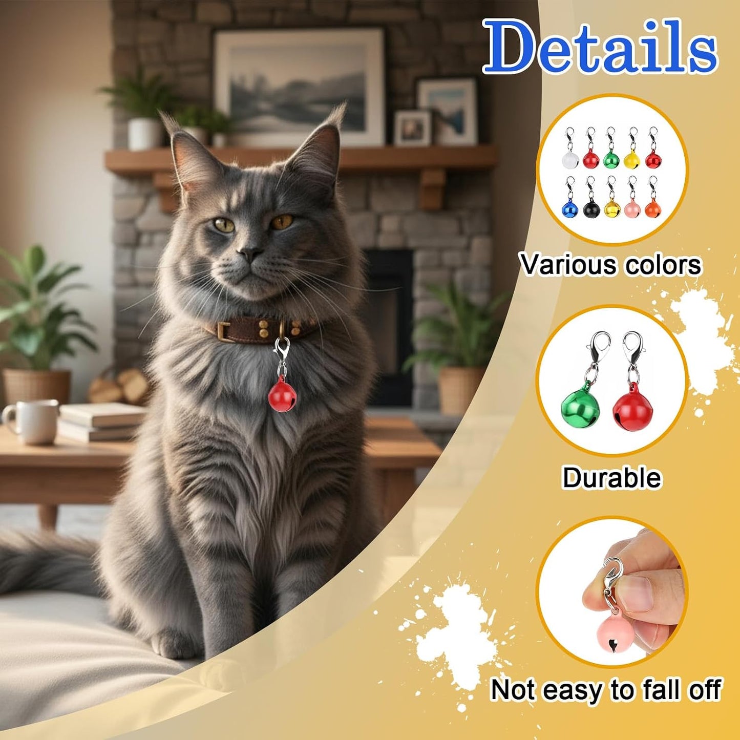 Ten assorted color doggy and cat collar charms spread out on a white background.