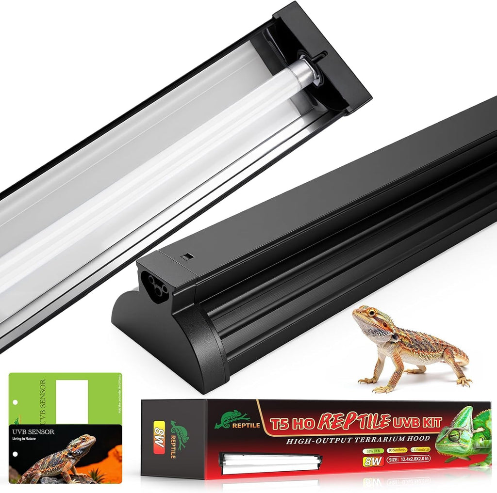 Haceryc T5 UVB Reptile Light Fixture front view for terrarium lighting.