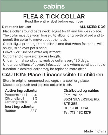 Packaging of Cabins dog flea collar set