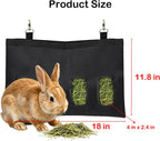 Rabbit Hay Feeder - Large Capacity Oxford Cloth Hanging Hay Bag - 4 Holes - 1 Pcs (Black) - Image 6