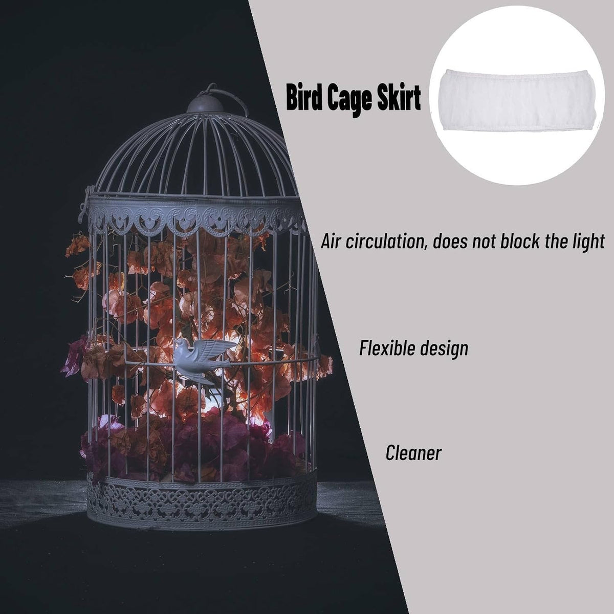 Breathable bird seed guard demonstrating light permeability