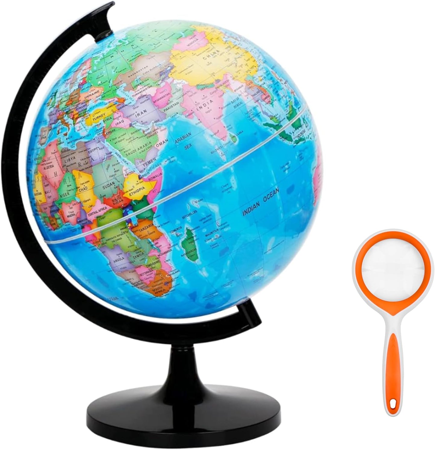 WOWESOTICA educational world globe front view on desktop stand for geography learning