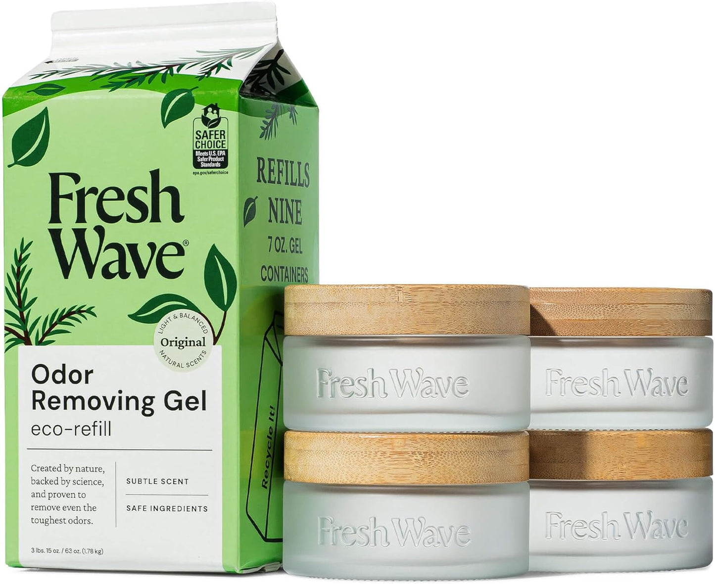 Fresh Wave Odor Removing Gel Eco-Refill, 63 oz. Lavender Scent | 2 Empty Refillable Glass Jars | 2 Room Set - Image 14