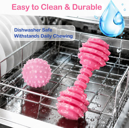 Durable natural rubber teething toys for small breeds
