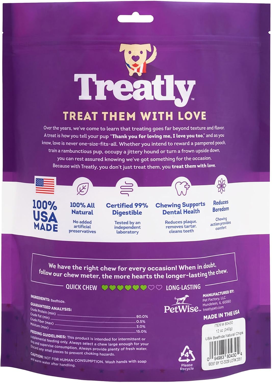 Premium natural flavor dog rawhide chips for dental health