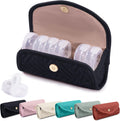 BAGSFY weekly pill organizer front view showing quilted black fabric pouch closed