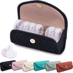 BAGSFY weekly pill organizer front view showing quilted black fabric pouch closed