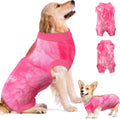 SlowTon dog recovery suit front view pink surgical onesie for large dogs