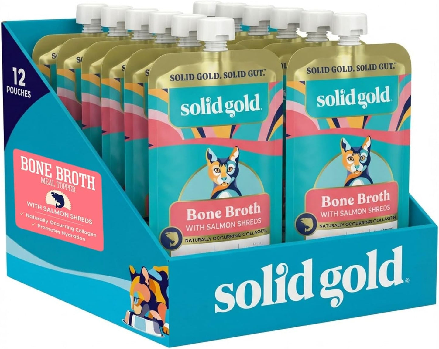 Solid Gold Bone Broth Cat Food Topper - Limited Ingredient Lickable Cat Broth Pouches w/Chicken Protein Shreds & Collagen for Hydration & Gut Support - Easy to Serve Gravy for Cats Meal Topper - 12ct - Image 11