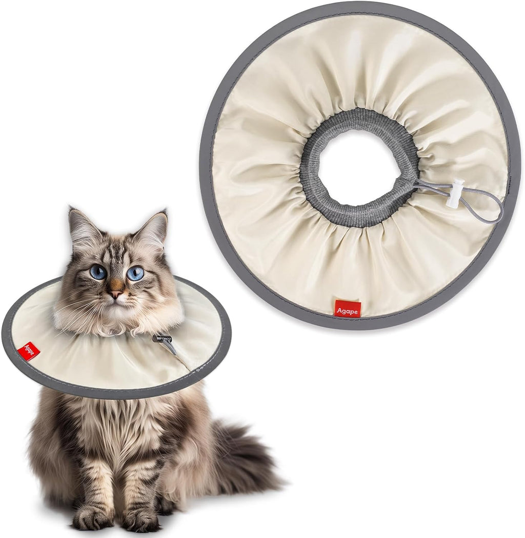 Agape soft cat cone collar ivory medium front view