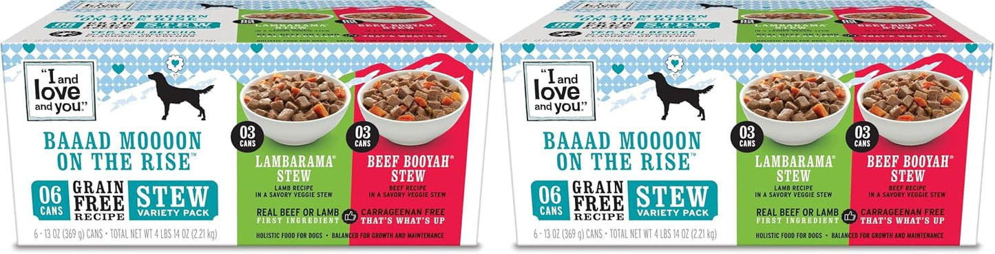 I and love and you Wet Dog Food - Baad Mooon On The Rise Variety Pack - Beef + Lamb, Grain Free, Filler Free 13oz can, 6pk - Image 13