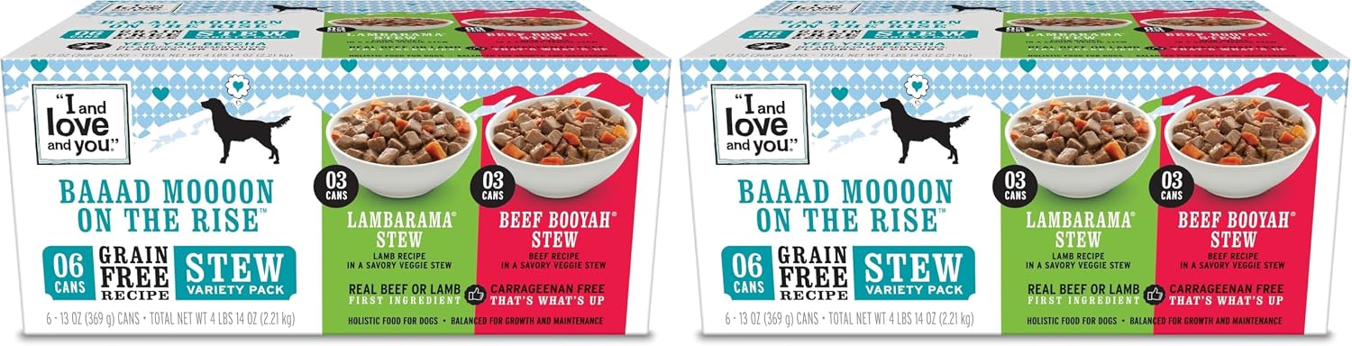I and love and you Wet Dog Food - Baad Mooon On The Rise Variety Pack - Beef + Lamb, Grain Free, Filler Free 13oz can, 6pk - Image 13
