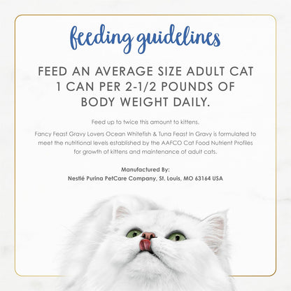 Nutritional information and ingredients on Purina Fancy Feast cat food can