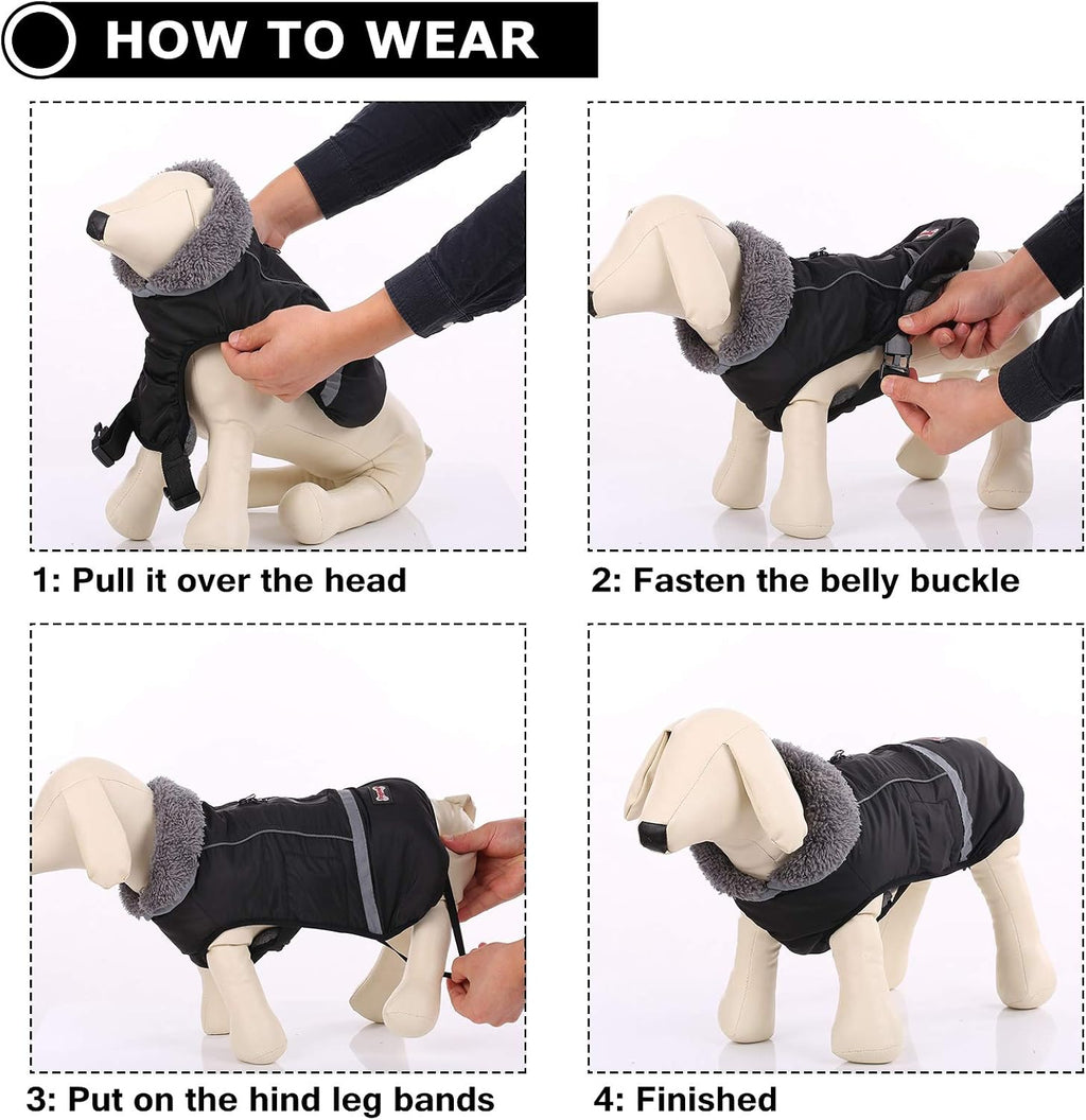 Side view of Qbleev dog jacket with reflective strips