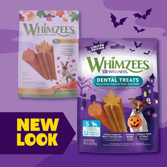 Close up of Whimzees seasonal autumn leaf dental chew