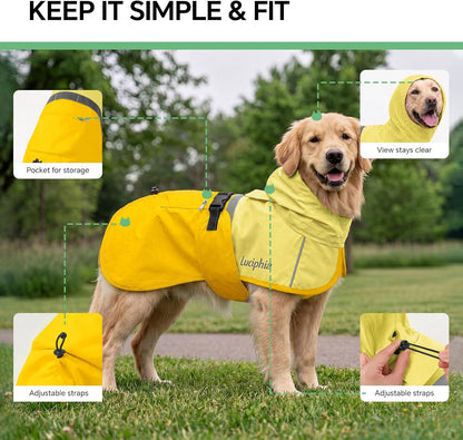 Reflective dog raincoat high visibility strips for night walking safety