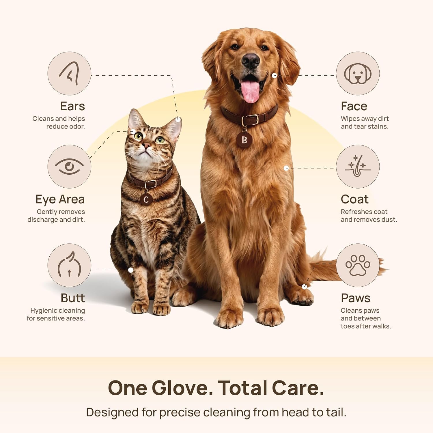 Pet owner using Hicc Pet grooming glove on a dog