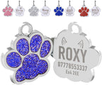 EDSG Cat Dog Tags Personalized for Pets, Dog Name Tags Cat Name ID Tag, Engraved Dog Tags Dog ID Tags Small Glitter Bling ID Tag Paw Print for Cat Pet Dog Puppy(Pink,Design 4) - Image 12