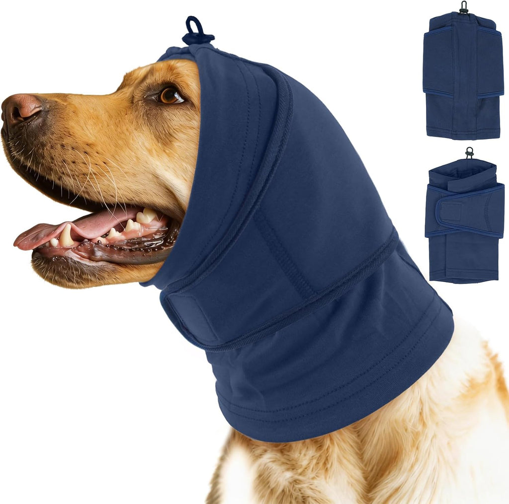 IDOMIK dog ear muffs noise protection blue calming hoodie front view