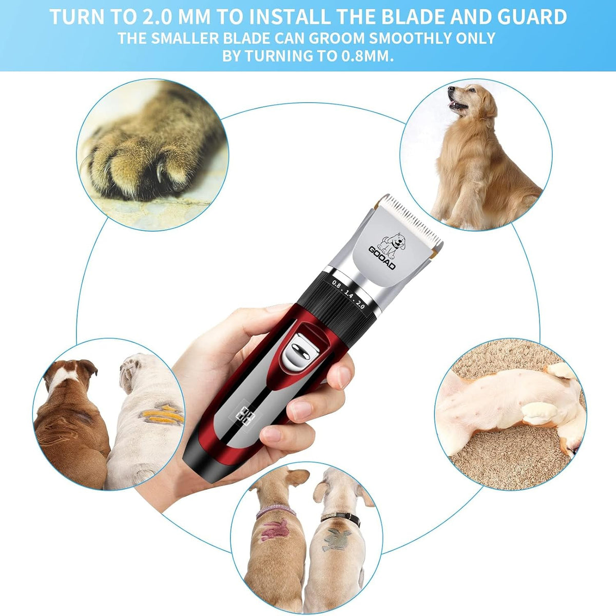 Electric pet nail grinder tool included in the Gooad professional grooming kit.