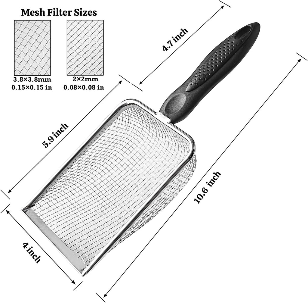 Two pack metal pet poop scooper with fine two millimeter sifter
