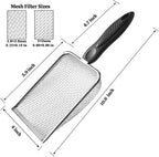Two pack metal pet poop scooper with fine two millimeter sifter