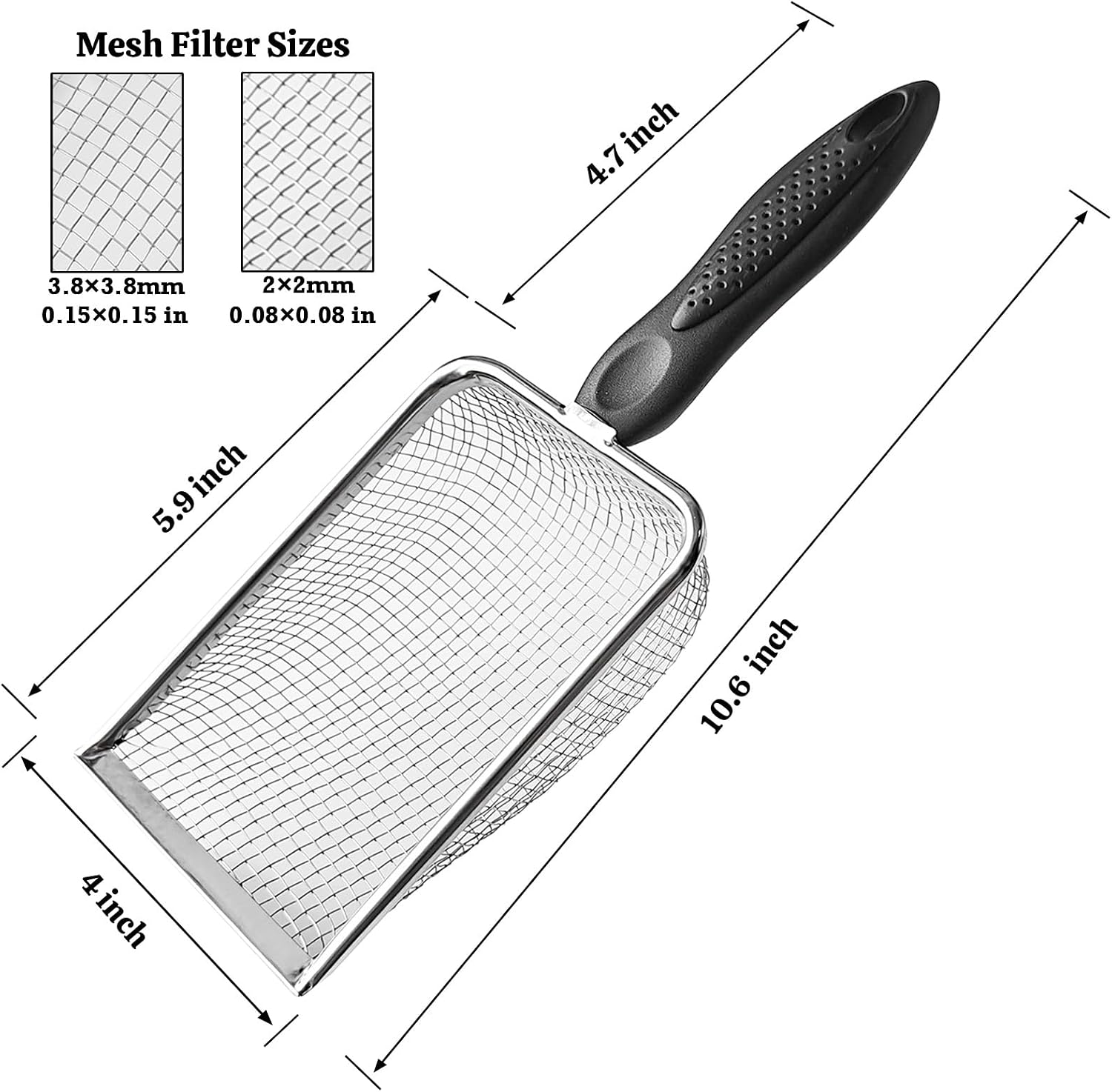 Two pack metal pet poop scooper with fine two millimeter sifter
