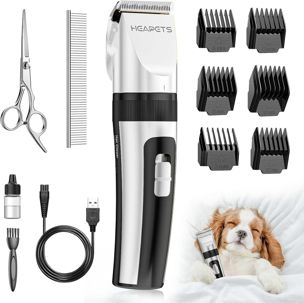 HEAPETS Dog Grooming Clippers, Low Noise, Electric Quiet, Adjustable Clipper Comb, Rechargeable Cordless Dog Hair Clippers for Dogs Cats Pets, Gold - Image 10