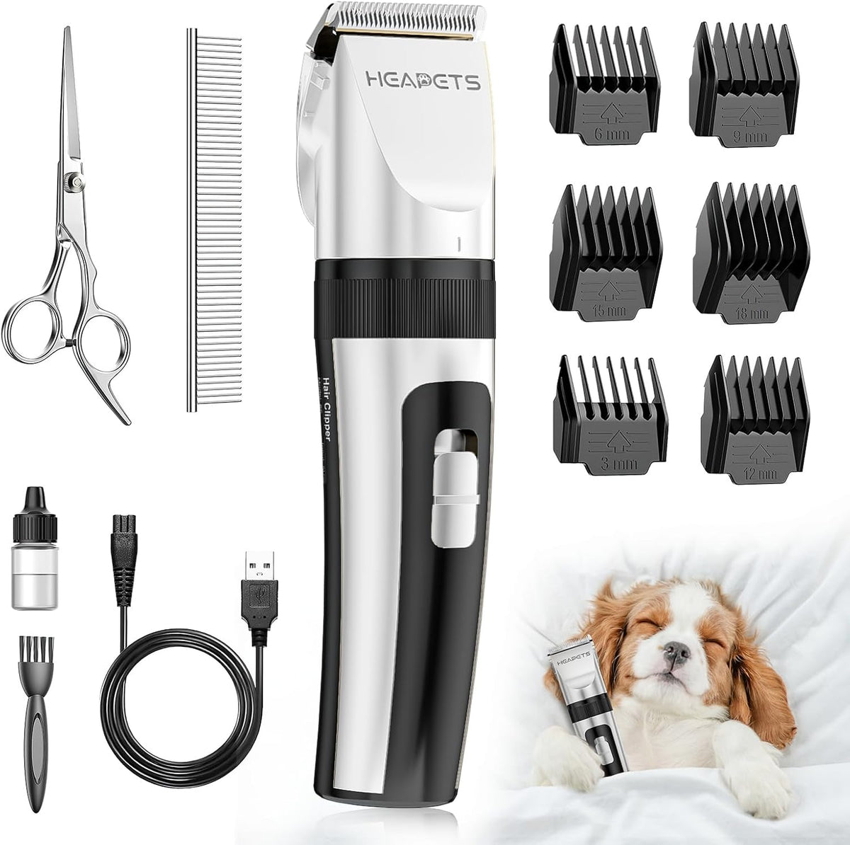 HEAPETS Dog Grooming Clippers, Low Noise, Electric Quiet, Adjustable Clipper Comb, Rechargeable Cordless Dog Hair Clippers for Dogs Cats Pets, Gold - Image 10