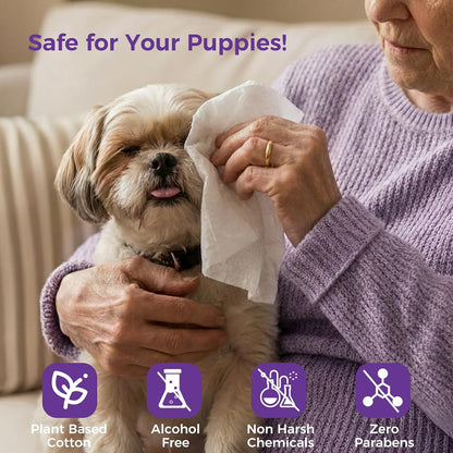 Thick and durable multi purpose pet cleaning wipes for paws