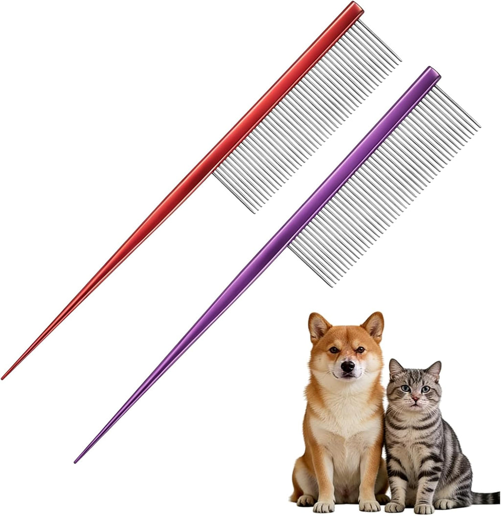 2 Pcs Grooming Pet Comb, 7.2Inch Dog Rat Tail Comb with Rounded Ends Cat Hair Trimmer Combs Knots Mats Loose Hair Removal (Pink), Intended for Small Dog Cat - Image 12