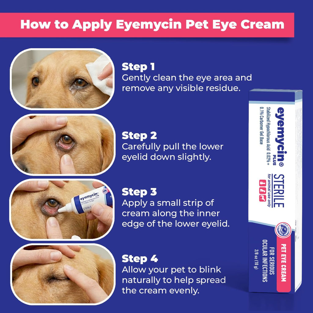 Hypochlorous acid pet eye cream formula for sensitive skin