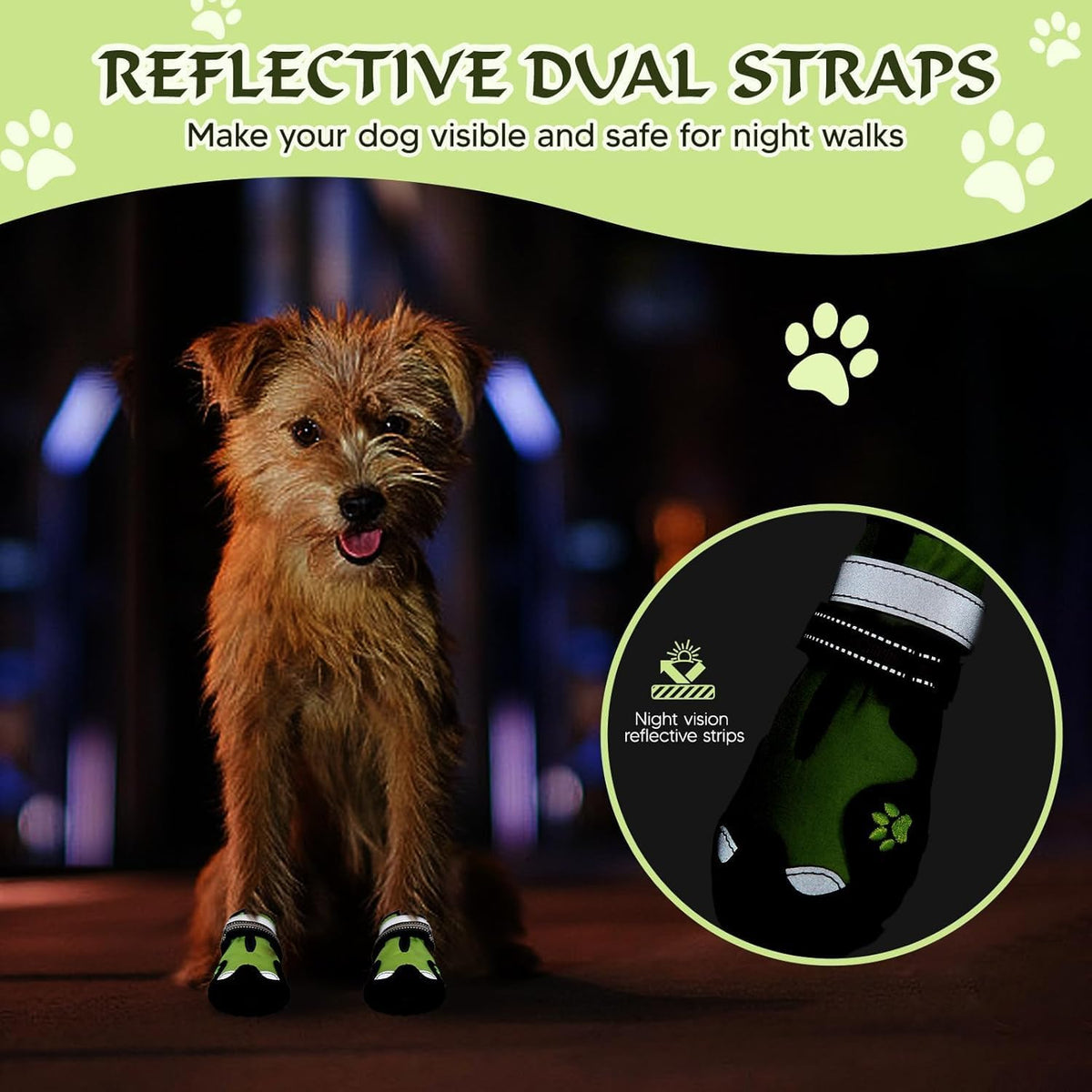 Close up of durable waterproof fabric on dog shoes
