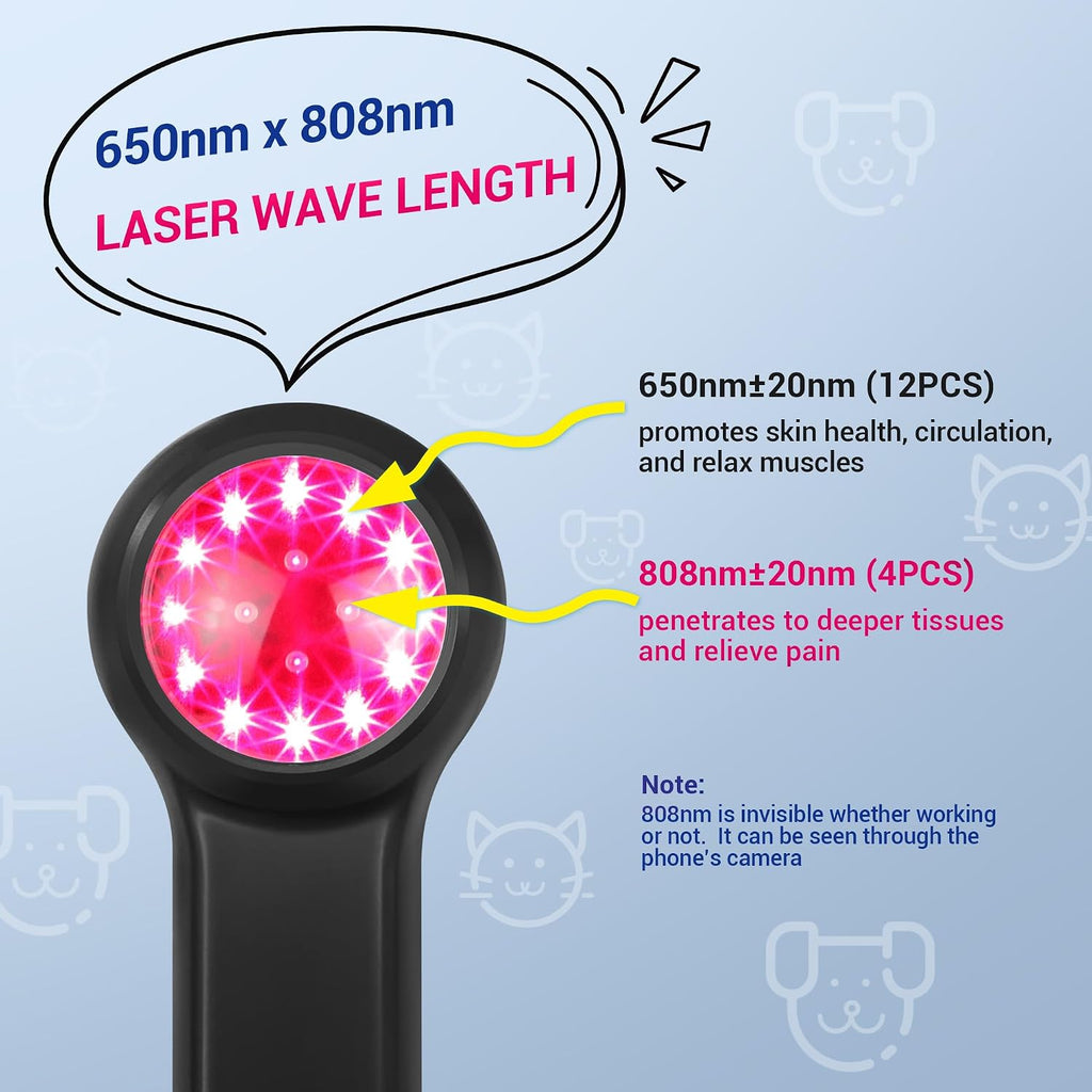 Handheld red light therapy device for dogs and cats