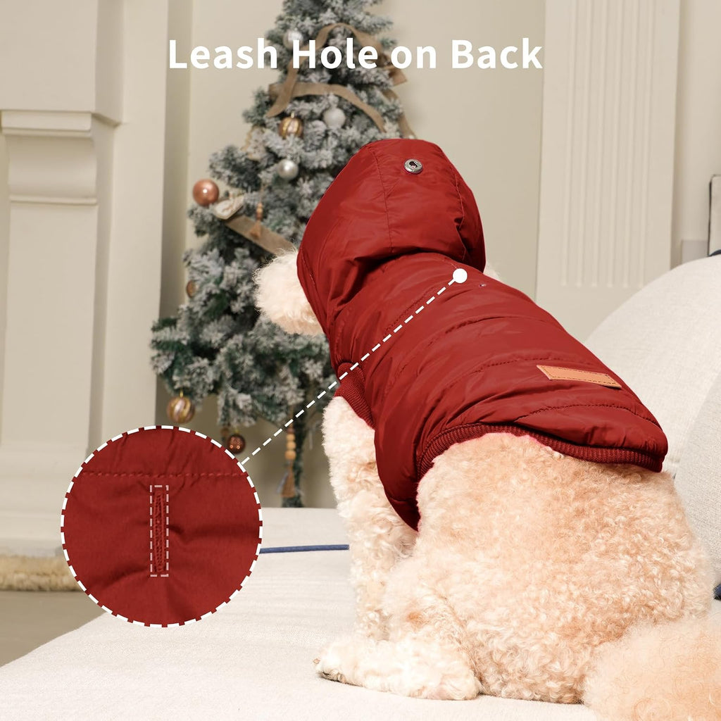 Vecomfy Fleece Lining Extra Warm Dog Hoodie in Winter,Small Dog Jacket Puppy Coats with Hooded,Red S - Image 6