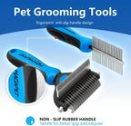 Ergonomic non-slip handle detail of pet brush