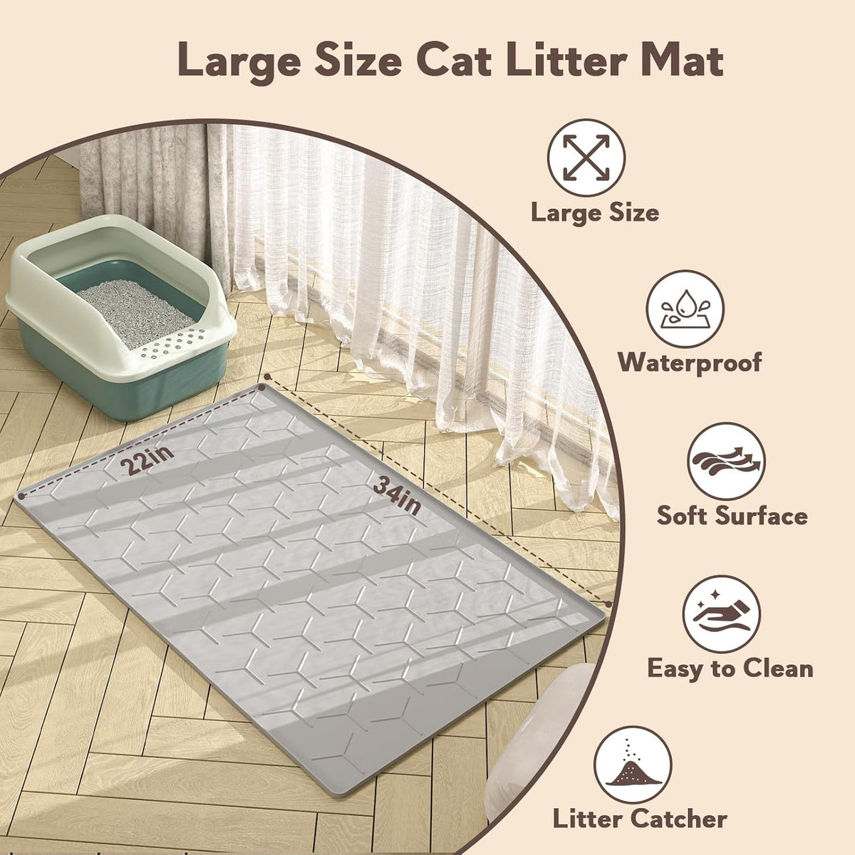 Garoopion durable BPA free silicone cat mat with raised edges