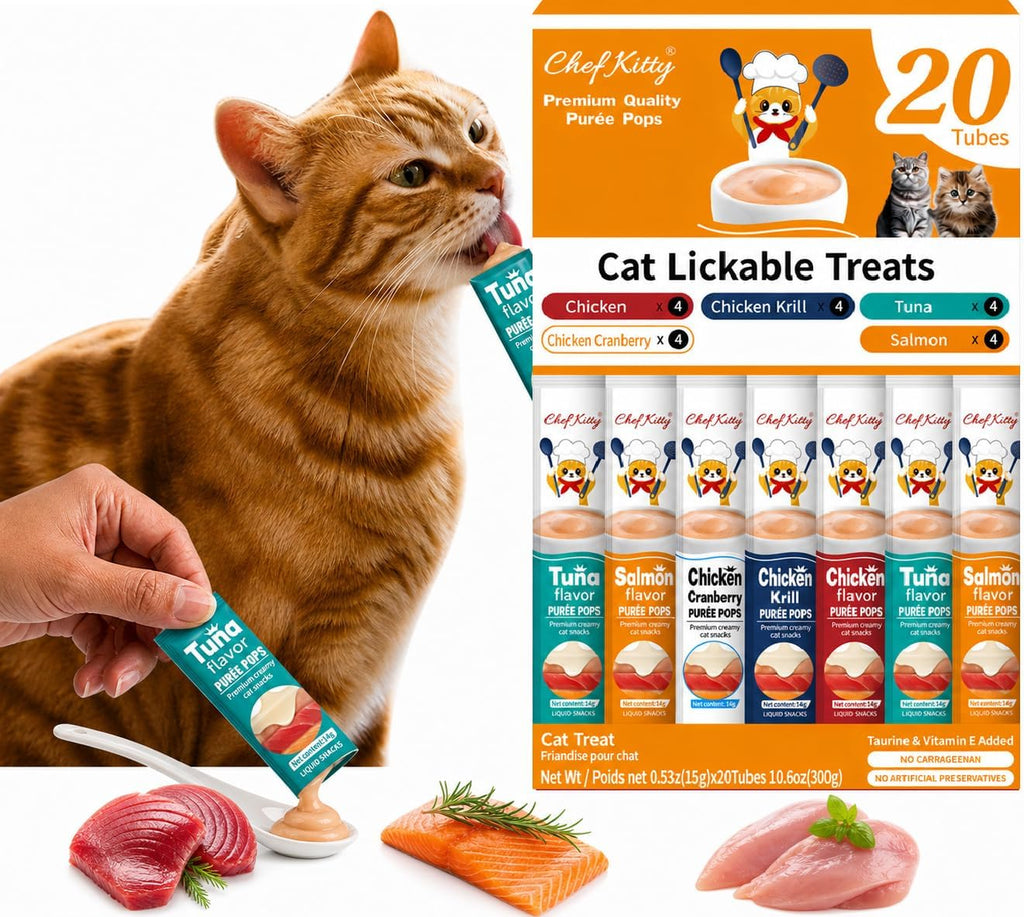 Cat Treats Lickable | Grain-Free Cat Food Toppers, High Protein | Creamy Puree Squeeze Ups with Vitamin E & Taurine, Digestible Formula | 0.5 oz. Each Tube, Chicken & Seafood Mix Variety | 45 Tubes - Image 11