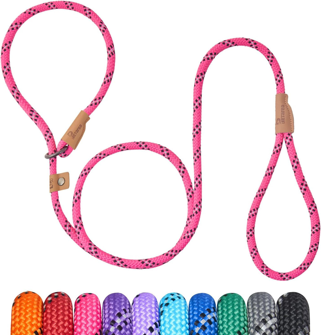 5 FT Slip Lead Dog Leash, Heavy Duty Rope Leash for Small Medium Large Dogs, No Pull Training Lead with Reflective Thread, Strong Comfortable Loop Leash (Lavender Stripe, Medium(3/8")) - Image 14