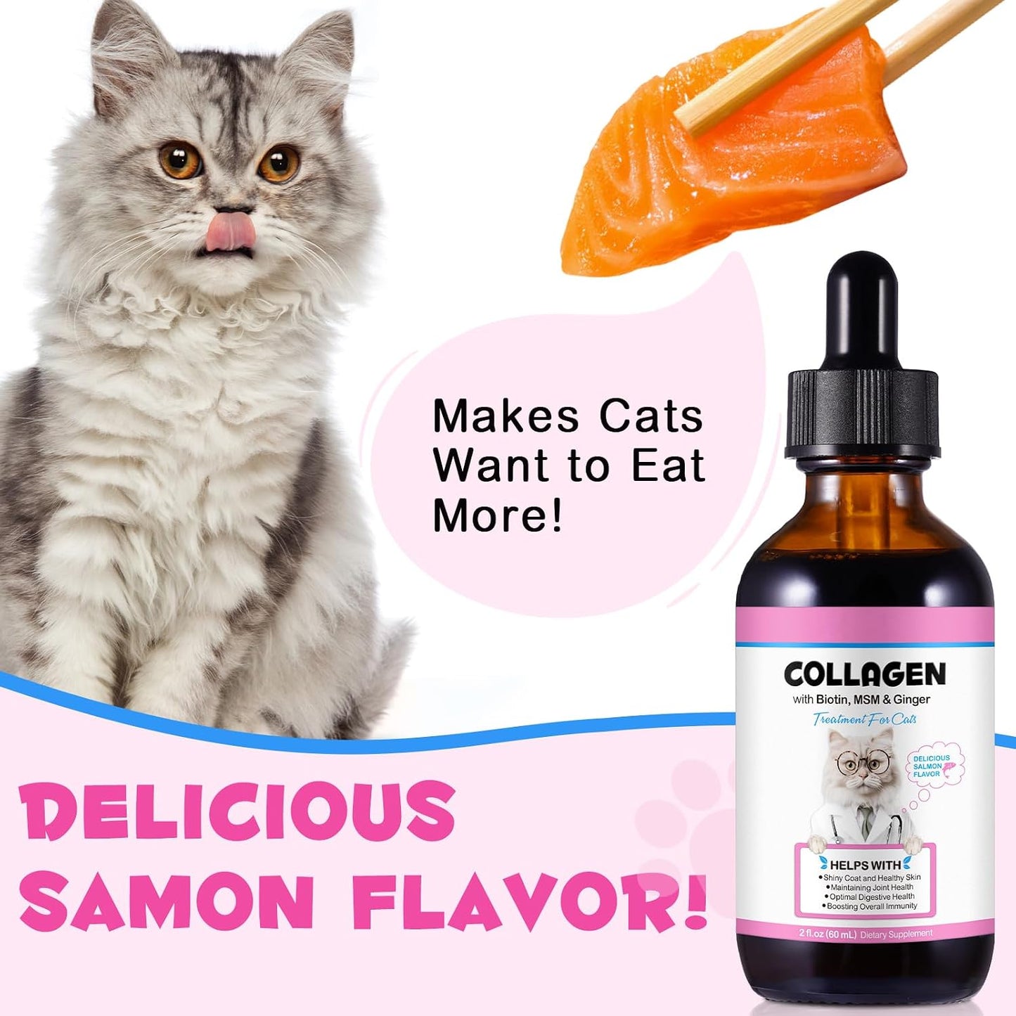 Collagen for Cats, Cat Collagen Liquid Drops for Cats with Biotin, MSM & Ginger Digestive & Immunity Support, Itch Relief, Skin & Coat and Joint Health, Cat Supplement 60ml - Image 9